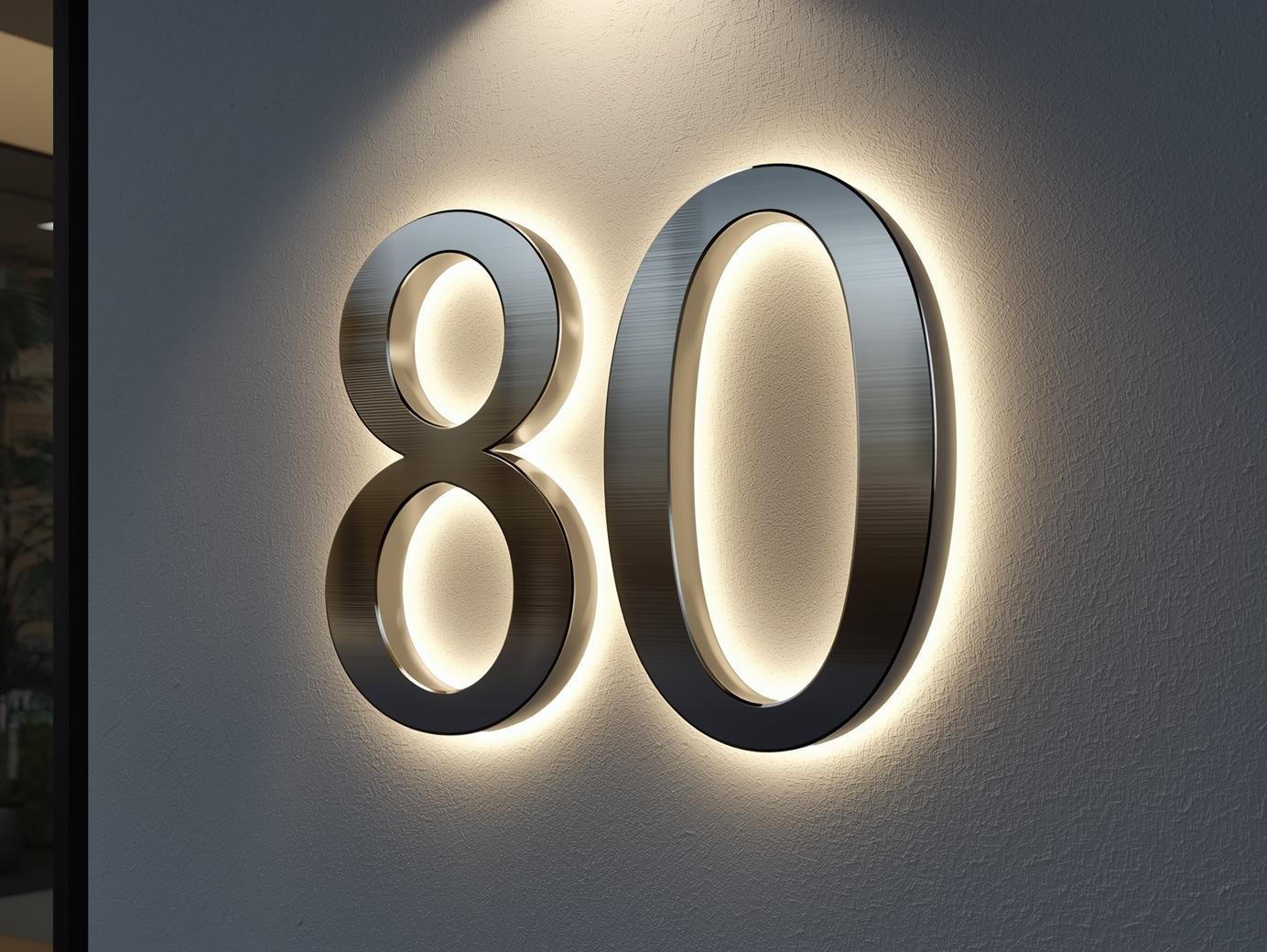 photorealistic house number 80 sign, new and stylish